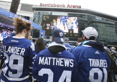 Toronto Maple Leaf fans for the opening game on Wednesday October 3, 2018.The Toronto Maple Leafs host the Montreal Canadiens at the ScotiaBank Arena in Toronto.Veronica Henri/Toronto Sun/Postmedia Network