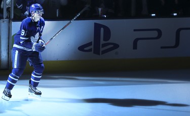 Toronto Maple Leafs center John Tavares (91)skates onto the ice at the Leafs Home opener on Wednesday October 3, 2018.The Toronto Maple Leafs host the Montreal Canadiens at the ScotiaBank Arena in Toronto.Veronica Henri/Toronto Sun/Postmedia Network