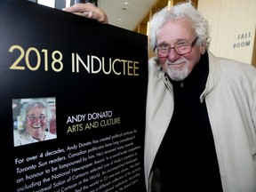Sun cartoonist Andy Donato was inducted into the Scarborough Walk of Fame on Thursday. (Veronica Henri/Toronto Sun)