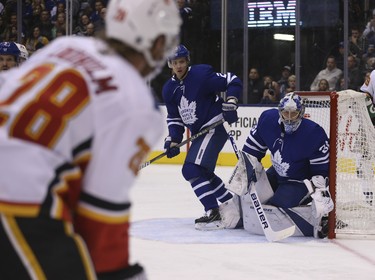 Toronto Maple Leafs Frederik Andersen G (31) watches the shot from the corner during the second period in Toronto on Tuesday October 30, 2018. Jack Boland/Toronto Sun/Postmedia Network