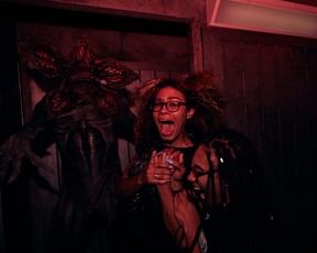 A visitor to the Stranger Things haunted house at Universal Orlando comes face to face with a demogorgon. (UNIVERSAL ORLANDO RESORT PHOTO)
