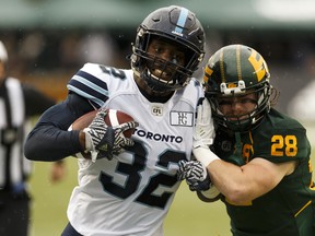 Argonauts running back James Wilder Jr. will miss Friday's game against the Tiger-Cats due to injury. (Ian Kucerak/Postmedia Network).