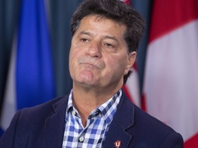 Unifor National President Jerry Dias holds a news conference after meeting with Prime Minister Justin Trudeau on Parliament Hill in Ottawa on Nov. 27, 2018. (THE CANADIAN PRESS)