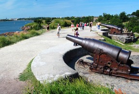 Suomenlinna Fortress â the second mightiest fort of its kind in Europe after Gibraltar â boasts 8 km of walls and hundreds of cannons. (Rick Steves)