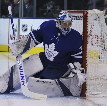 Maple Leafs goaltender Frederik Andersen made 37 saves against the Blue Jackets on Monday. VERONICA HENRI/TORONTO SUN
