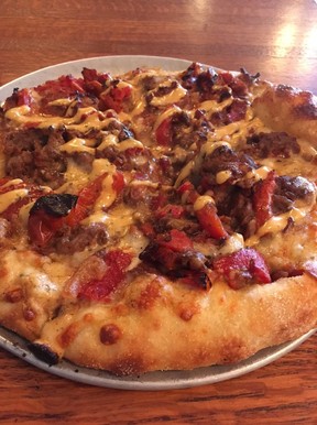 The meaty cheesesteak pizza at Vesta in Boonsboro. (Kevin Hann)