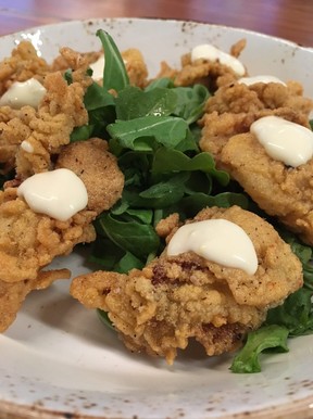 Crispy fried oysters with tangy lemon aioli at Minnow are a perfect pre-dinner snack. (Kevin Hann)