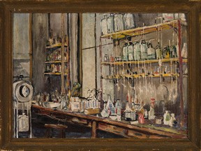 Frederick Banting's The Lab. Small, but undoubtedly monumental, the painting depicts the very laboratory where Banting and Charles Best made their lifesaving and Nobel Prize-winning discovery of insulin.