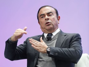 FILE - In this Jan. 9, 2017, file photo, Carlos Ghosn, Chairman of the Board and Chief Executive Officer of Nissan Motor Co., Ltd., speaks at the North American International Auto Show in Detroit. Nissan said Monday, Nov. 19, 2018, an internal investigation found Chairman Carlos Ghosn under-reported his income and he will be dismissed.