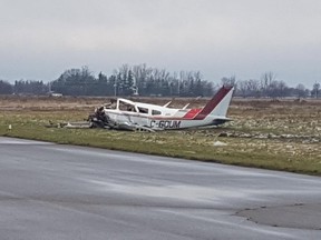 Two people were killed in a plane crash at the Brantford Municipal Airport overnight on Tuesday, Nov. 13, 2018.(Brant County OPP photo)