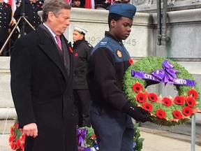 Mayor John Tory at the Remembrance Day ceremony held at Old City Hall. (Antonella Artuso, Toronto Sun)