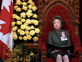 Then-Gov. Gen. Adrienne Clarkson is seen in the Senate Chamber in Ottawa during the Throne Speech of the 38th Parliament on Oct. 5, 2004.