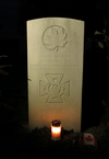 Headstone at Groesbeek Canadian Military War Cemetery, The Netherlands, of Sgt. Aubrey Cosens, of Queen’s Own Rifles of Canada, a Toronto Regiment — with symbol of rare Victoria Cross awardedposthumously. (IAN ROBERTSON)