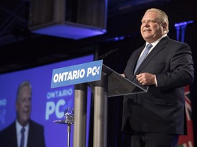 Ontario Premier Doug Ford addresses the Ontario PC Convention in Toronto, on Friday November 16 , 2018. (THE CANADIAN PRESS/Chris Young)