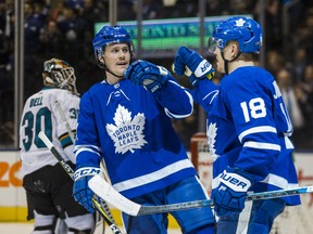 Leafs defenceman Jake Gardiner (left) doesn’t take the team’s sustained success for granted. “In the past we didn’t expect to win every night,” he said. (Ernest Doroszuk/Toronto Sun)