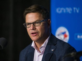 Toronto Blue Jays general manager Ross Atkins addresses media  at the Rogers Centre in Toronto, Ont. on September 26, 2018. Ernest Doroszuk/Toronto Sun