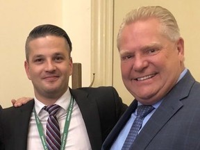 Andrew Kimber, centre, with and Ontario Premier Doug Ford, right. (Twitter)