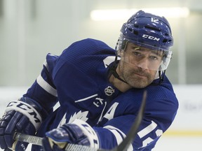 Maple Leafs forward Patrick Marleau says he won't be as nervous visiting the Sharks, his old team, this Thursday as he was last season. (Craig Robertson/Toronto Sun)