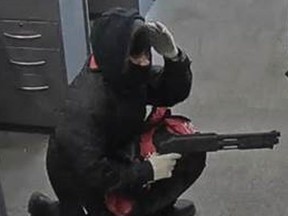 An image released by Toronto Police of a suspect in an armed bank robbery in Scarborough on Nov. 19, 2018.