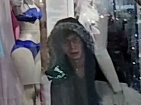 An image released by Toronto Police of a man wanted in a series of lingerie thefts.