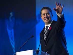 Federal Conservative Party Leader Andrew Scheer, speaks at the Nova Scotia PC Party leadership convention in Halifax on Saturday, October 27, 2018.