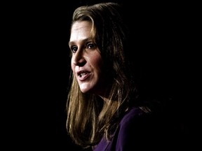Caroline Mulroney, Attorney General of Ontario, addresses the Empire Club of Canada regarding the federal legalization of cannabis in Toronto on Tuesday, October 9, 2018. THE CANADIAN PRESS/Nathan Denette