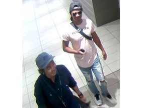Durham Regional Police released this image of two persons of interest in the alleged taking of photos of a boy in the washroom at the Oshawa mall on Aug. 14, 2018.