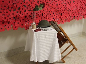 Longue Sault Public School set a table to honour fallen soldiers for Remembrance Day ceremonies  on Friday November 9, 2018 in Long Sault, Ont. Lois Ann Baker/Cornwall Standard-Freeholder/Postmedia Network