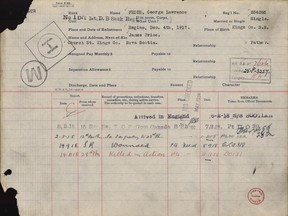 The casualty record for Pvt. George Lawrence Price is seen in a handout image.