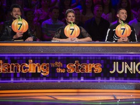 Adam Rippon, seen here with co-judges Val Chmerkovskiy and Mandy Moore, can be spooky on DWTS Jr. sometimes! ABC/GLOBAL