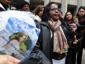 The mother of Rosemarie Junor, Rosalind Junor speaks to media after Rohinie Bisesar pleads not guilty in fatal stabbing of Rosemarie Junor on Friday November 2, 2018. (Dave Abel/Toronto Sun/Postmedia Network)