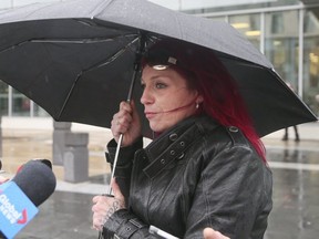 Shanan Dionne, the mother of Oshawa murder victim Rori Hache, slammed her accused killer outside court on Friday.