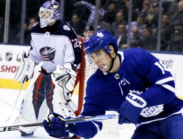 Toronto Maple Leafs right wing Mitchell Marner (16) on Monday November 19, 2018.The Toronto Maple Leafs host the Columbus Blue Jackets at the Scotiabank Arena in Toronto, On. Veronica Henri/Toronto Sun/Postmedia Network