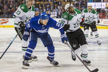 Toronto Maple Leafs Connor Brown during 3rd period action against the Dallas Stars Gemel Smith at the Scotiabank Arena in Toronto on Thursday November 1, 2018. Ernest Doroszuk/Toronto Sun/Postmedia