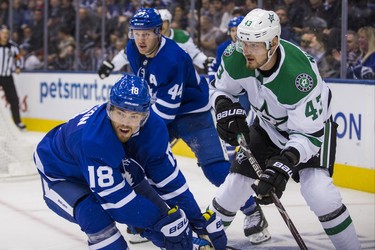 Toronto Maple Leafs Andreas Johnsson during 2nd period action against the Dallas Stars Valeri Nichushkin  at the Scotiabank Arena in Toronto on Thursday November 1, 2018. Ernest Doroszuk/Toronto Sun/Postmedia