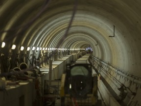 One of two tunnels of the Eglinton Crosstown LRT Keelesdale Station during a press tour of the construction at the intersection of Eglinton Ave W., and Keele St.  in Toronto, Ont. on Friday November 9, 2018. The Eglinton Crosstown LRT will be a 19-kilometre light rail transit line with 25 new stations and stops that will run along Eglinton Avenue from the Black Creek Drive in the west to Kennedy Station in the east.  The TTC will be responsible the day-to-day operation of the Eglinton Crosstown LRT, which will be owned by Metrolinx.  Ernest Doroszuk/Toronto Sun/Postmedia