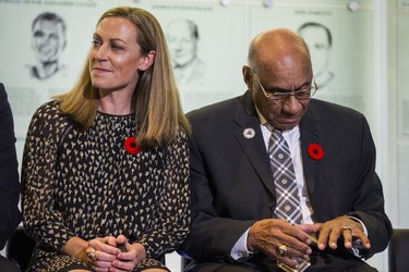 2018 Hockey Hall of Fame Inductees Jayna Hefford and Willie OÕRee after receiving their rings during a presentation at the Hockey Hall of Fame in Toronto, Ont. on Friday November 9, 2018. Ernest Doroszuk/Toronto Sun/Postmedia