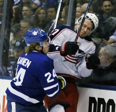 Toronto Maple Leafs right wing Kasperi Kapanen (24) on Monday November 19, 2018.The Toronto Maple Leafs host the Columbus Blue Jackets at the Scotiabank Arena in Toronto, On. Veronica Henri/Toronto Sun/Postmedia Network