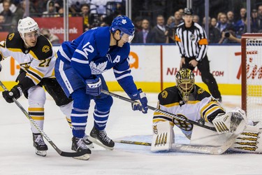 Toronto Maple Leafs Patrick Marleau during 3rd period action against Boston Bruins goalie 	Jaroslav Halak at the Scotiabank Arena in Toronto on Monday November 26, 2018. Ernest Doroszuk/Toronto Sun/Postmedia