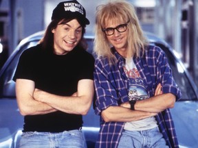 Mike Myers and Dana Carvey in a scene from Wayne's World.