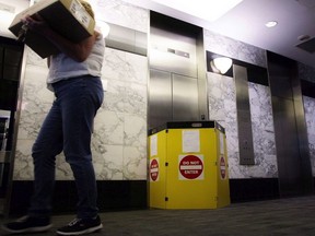 An out-of-service elevator is seen at downtown Toronto building on Thursday, April 27, 2017. A report on elevator availability in Ontario is expected to be released on Thursday, along with the government’s comprehensive plan to address all 19 recommendations in the study.