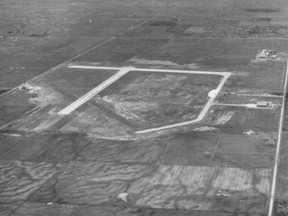Aerial view of Toronto's "international" airport northwest of the city near the village of Malton soon after the first official flight arrived from Buffalo on Aug. 29, 1938. (Sun files)