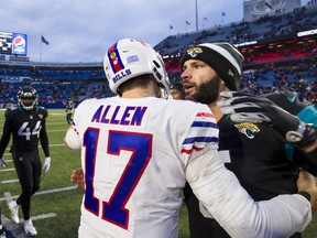 The Buffalo Bills and Jacksonville Jaguars are headed in different directions. (GETTY IMAGES)