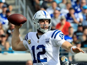 Andrew Luck guides the Indianapolis Colts against division rival Houston on Sunday. (GETTY IMAGES)