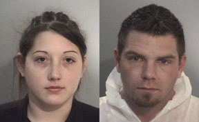 Terri-Lynne McClintic and Michael Rafferty are seen here in new mugshots released as evidence at the first-degree murder trial of Rafferty in the death of 8-year-old Victoria (Tori) Stafford of Woodstock, Ont.