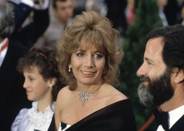 FILE - In this April 9, 1984 file photo, actress Penny Marshall arrives for the 56th Annual Academy Awards in Los Angeles. Marshall died of complications from diabetes on Monday, Dec. 17, 2018, at her Hollywood Hills home. She was 75. (AP Photo/Reed Saxon, File) ORG XMIT: NYET704