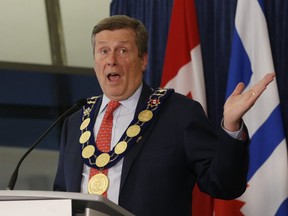 Mayor John Tory speaks to the media during the inaugural meeting of Toronto council on Dec. 4, 2018. (Jack Boland,Toronto Sun)