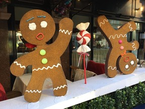 Whimsical gingerbread decorations at George, a Mayfair member's club restaurant. Shops and restaurants around London go big with decorating for the holidays. (ROBIN ROBINSON)