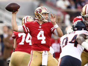 Nick Mullens and the San Francisco 49ers are 10-point underdogs against the Rams on Sunday. (GETTY IMAGES)