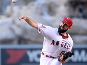Matt Shoemaker #52 of the Los Angeles Angels pitches to the Houston Astros during the second inning at Angel Stadium of Anaheim on July 3, 2014 in Anaheim, California.  (Photo by Harry How/Getty Images)